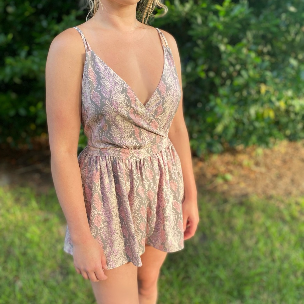 Ark & Co Pink Snakeskin Romper